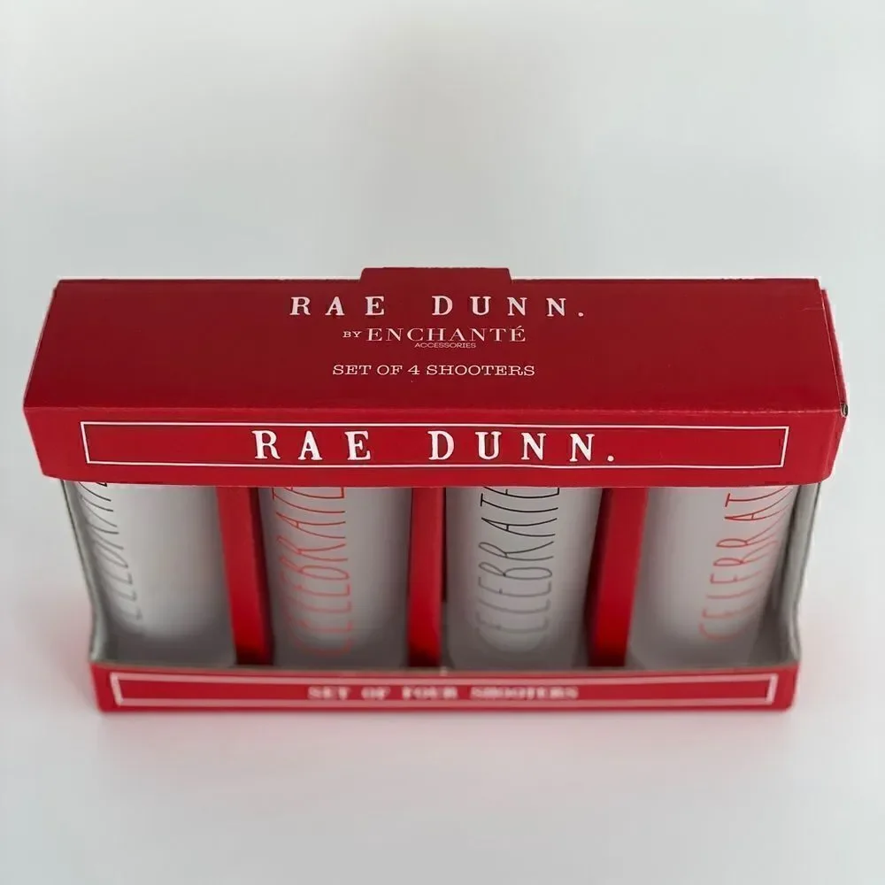 Rae Dunn Set of 4 Celebrate Shot Glass Shooters